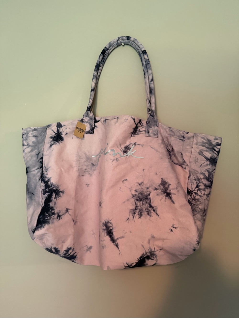 PINK Victoria's Secret Pink and Black Tie-Dye Canvas Tote